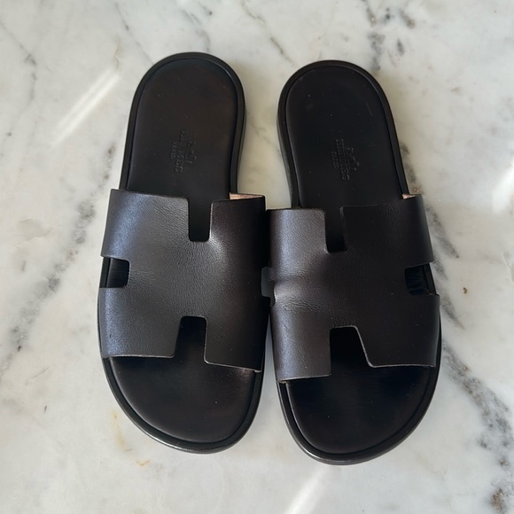 HERMÉS “izmir” brown leather sandal - Picture 4 of 9